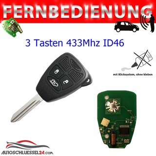 Ersatz Fernbedienung geeignet fr Chrysler - 3 Tasten 433 MHz ID46